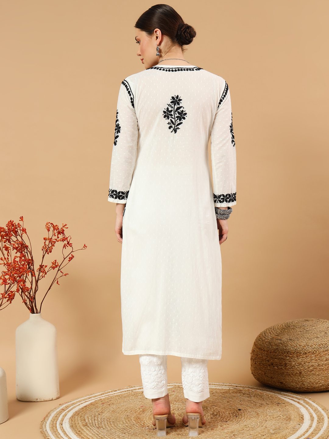 Nyra Cut Lucknowi Chikankari Dobby Cotton Kurti