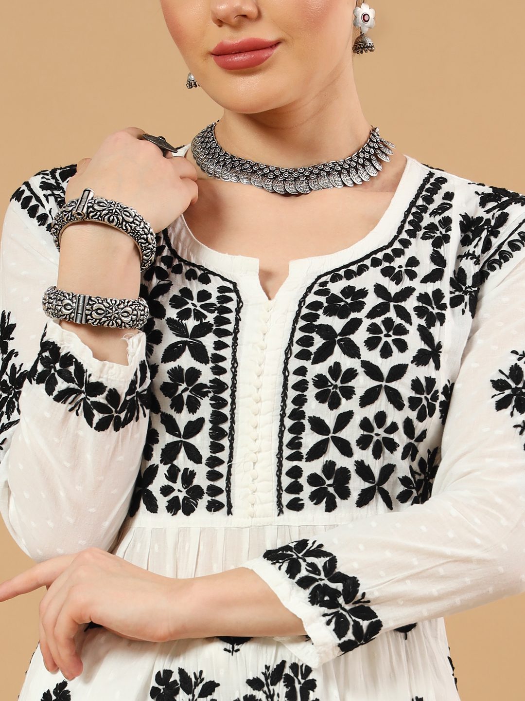 Nyra Cut Lucknowi Chikankari Dobby Cotton Kurti