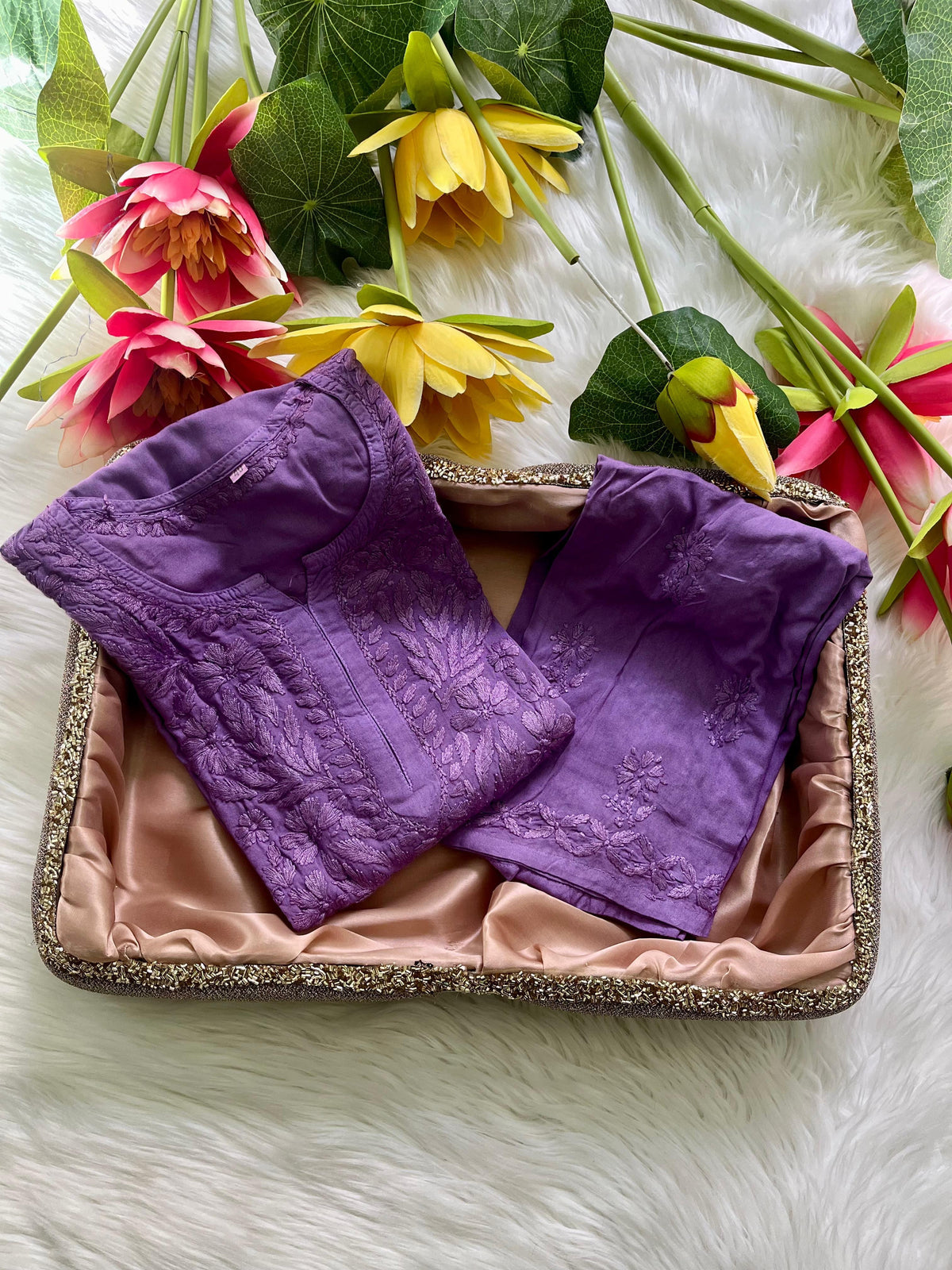 Premium Rayon Fabric Handwork  Kurti Palazzo Set