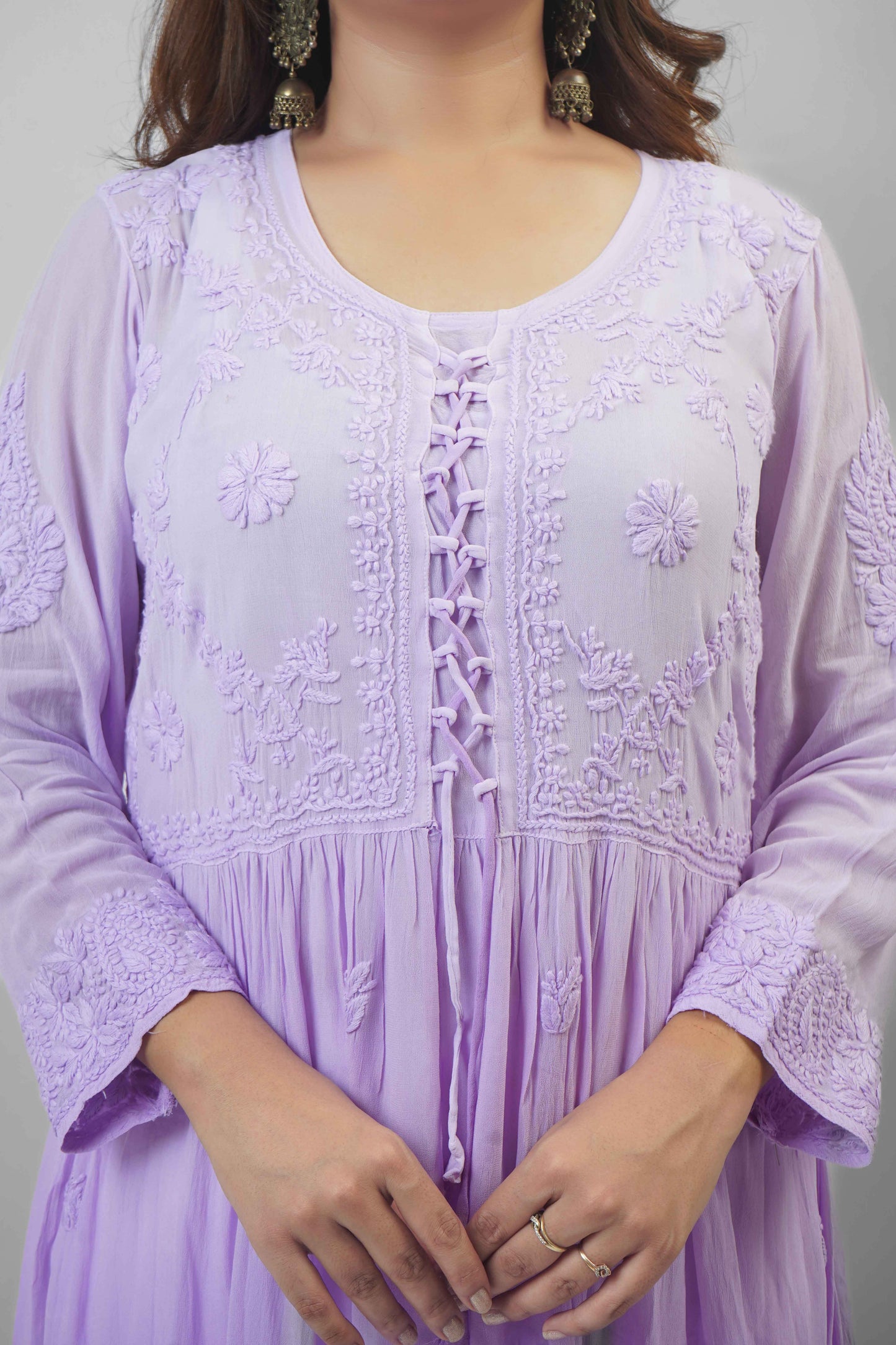 Premium Viscose Chikankari Embroidered Gown – Elegant & Beautiful