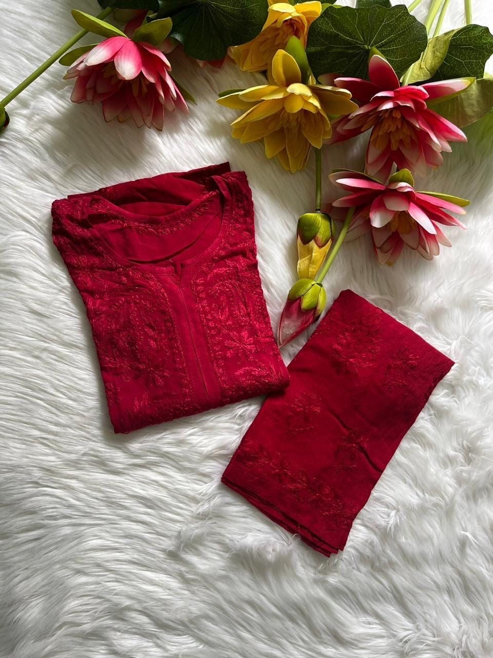 Premium Rayon Fabric Handwork  Kurti Palazzo Set