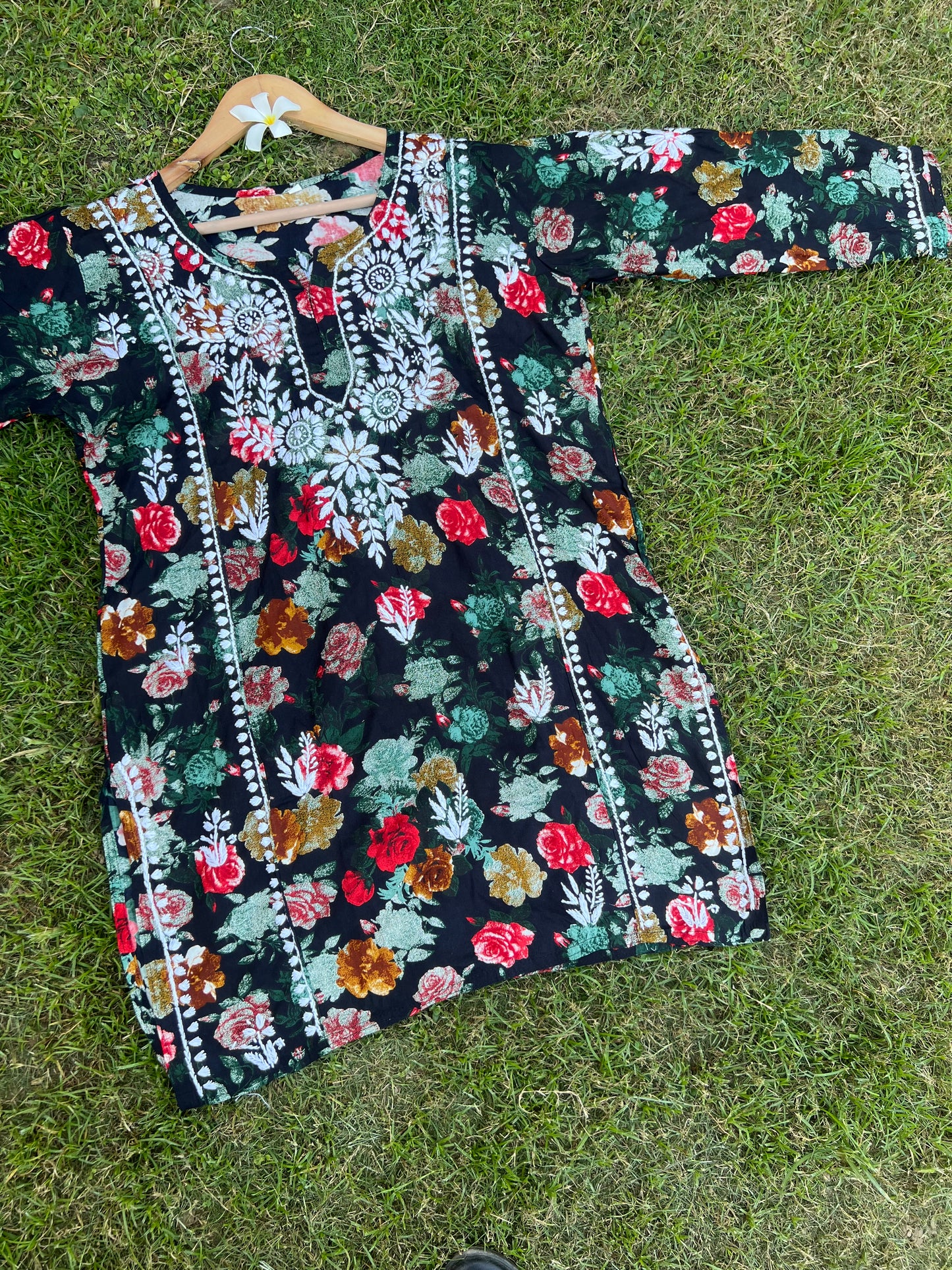 Rayon Straight Chikankari Short Kurta