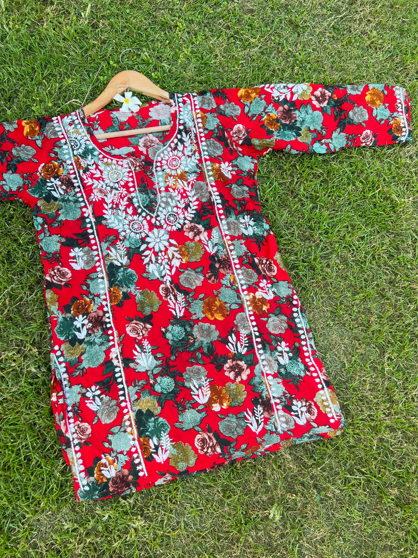 Rayon Straight Chikankari Short Kurta