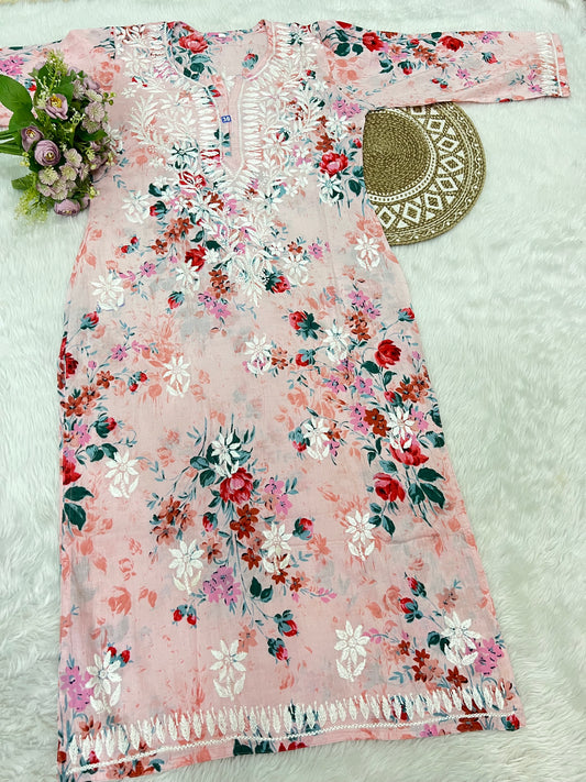 Mul Cotton Chikankari Kurti