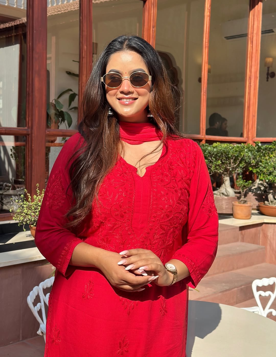 Hand Crafted Chikanakri Soft Rayon Fabric Kurti Palazo & Dupatta Sets