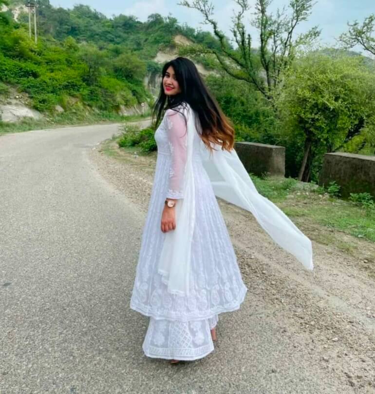 Chikankari Yog Anarkali Kurti Sharara Dupatta Set with Slip