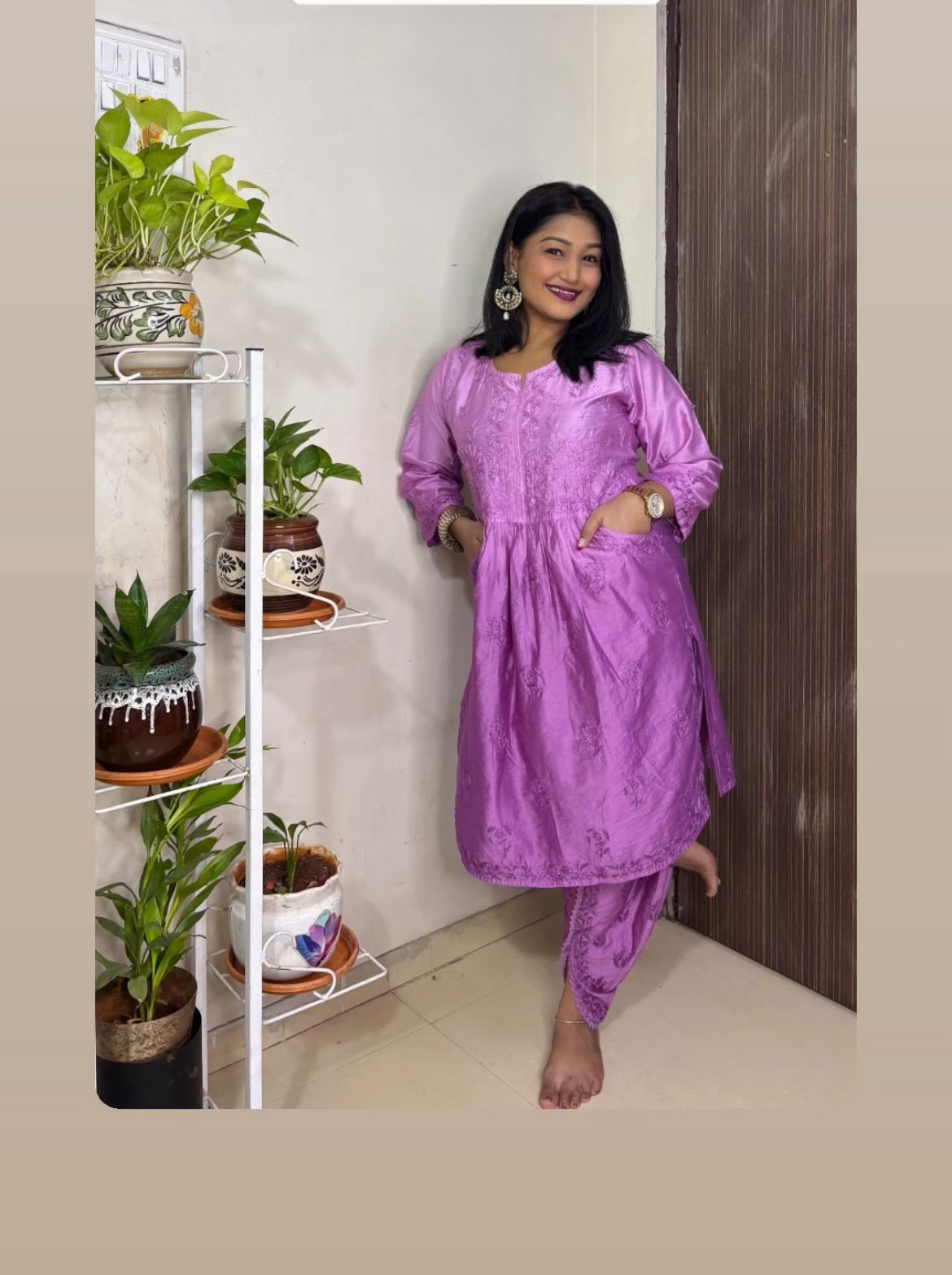 Chanderi Cotton Handwork  Cord Set