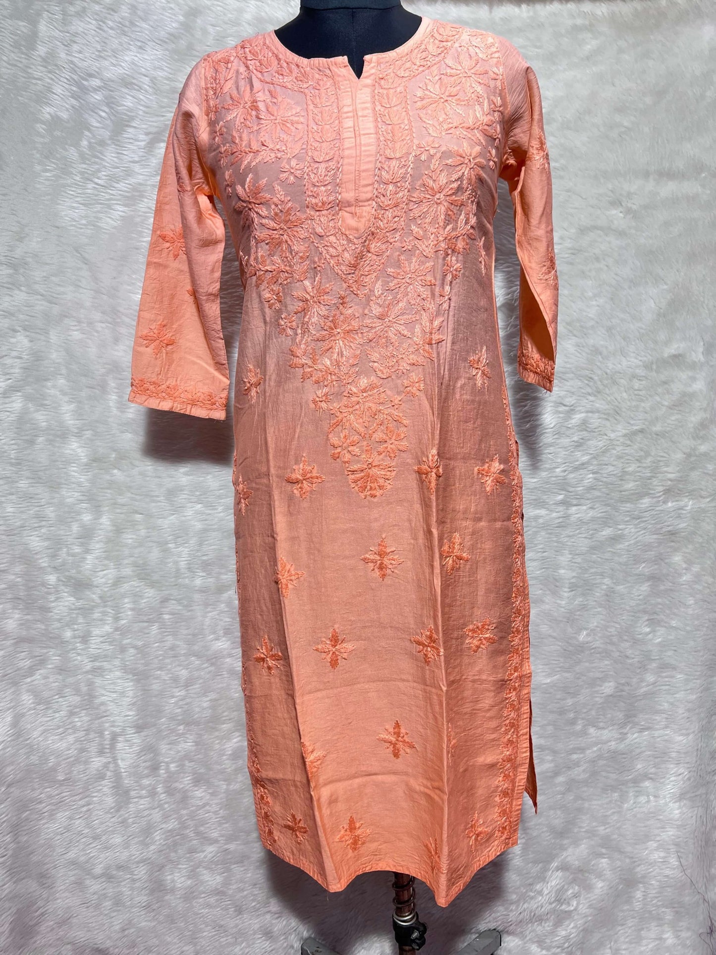 Chanderi Chikankari Kurti with Slip