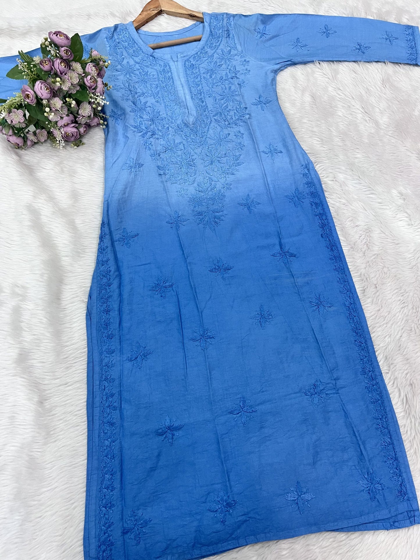 Chanderi Chikankari Kurti with Slip