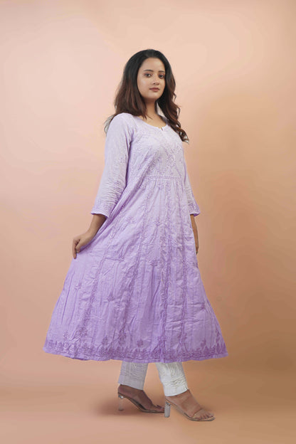 Premium Dobby Cotton Ombre Anarkali Kurti – Elegant Flared Ethnic Wear
