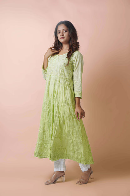 Premium Dobby Cotton Ombre Anarkali Kurti – Elegant Flared Ethnic Wear