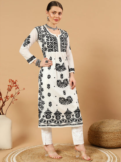 Nyra Cut Lucknowi Chikankari Dobby Cotton Kurti