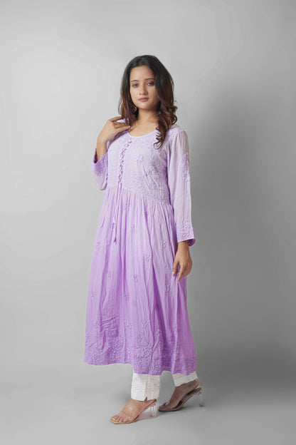 Premium Viscose Chikankari Embroidered Gown – Elegant & Beautiful