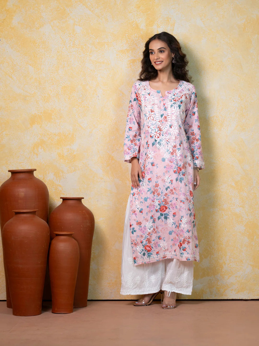 Mul Cotton Chikankari Kurti