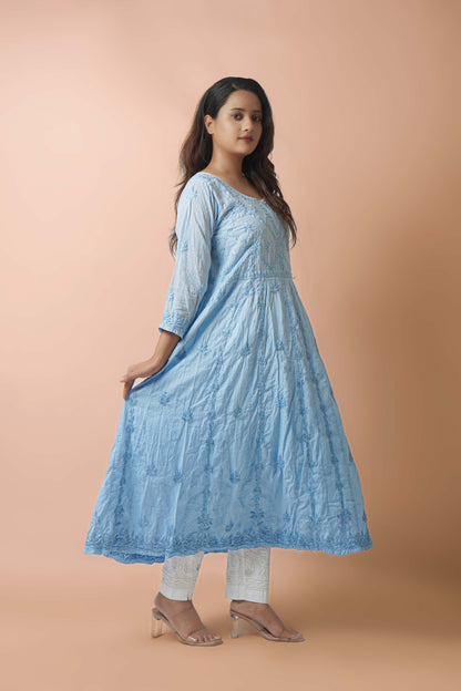 Premium Dobby Cotton Ombre Anarkali Kurti – Elegant Flared Ethnic Wear