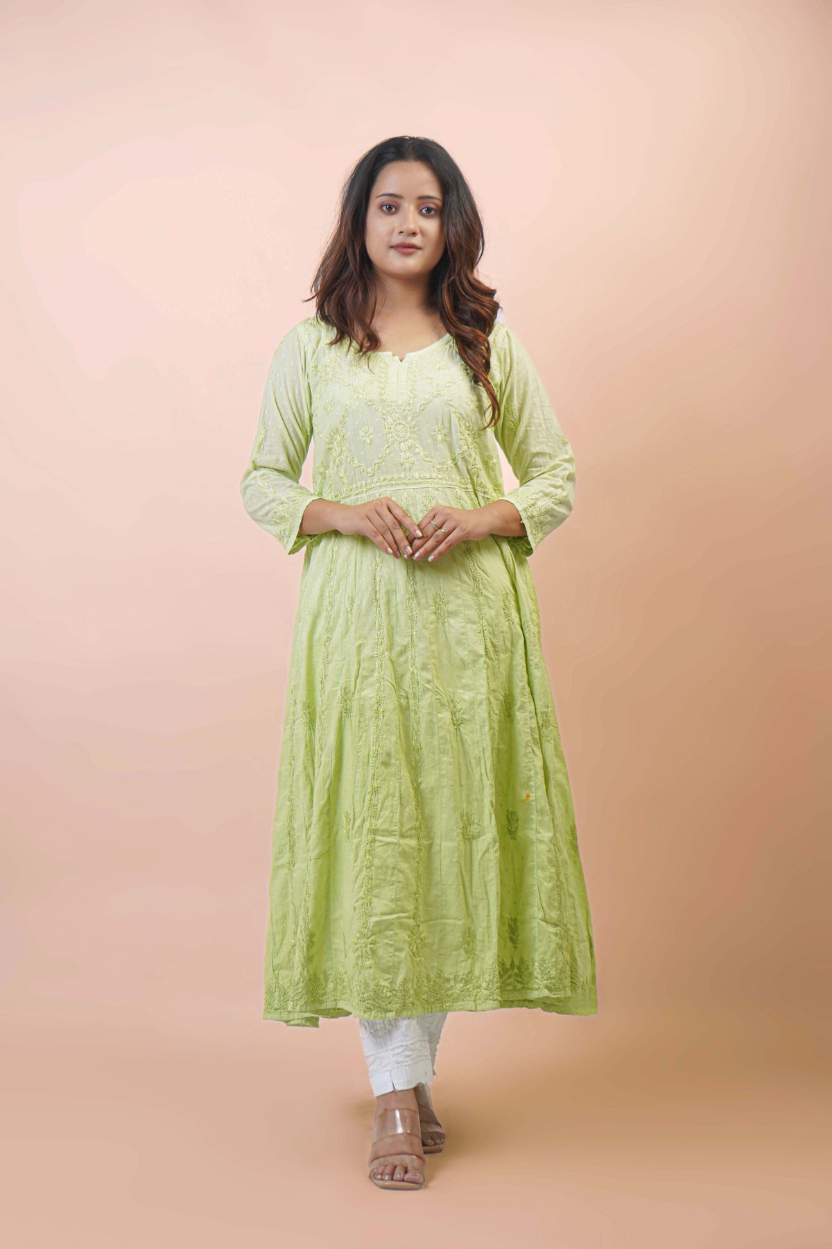 Premium Dobby Cotton Ombre Anarkali Kurti – Elegant Flared Ethnic Wear