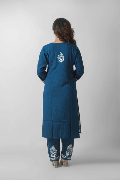 Rayon Fabric V-Neck Chikankari kurti & Pant Set
