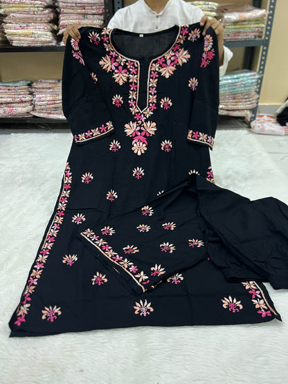 Black Rayon Chikankari Sets
