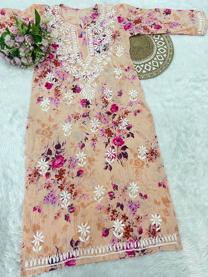 Mul Cotton Chikankari Kurti