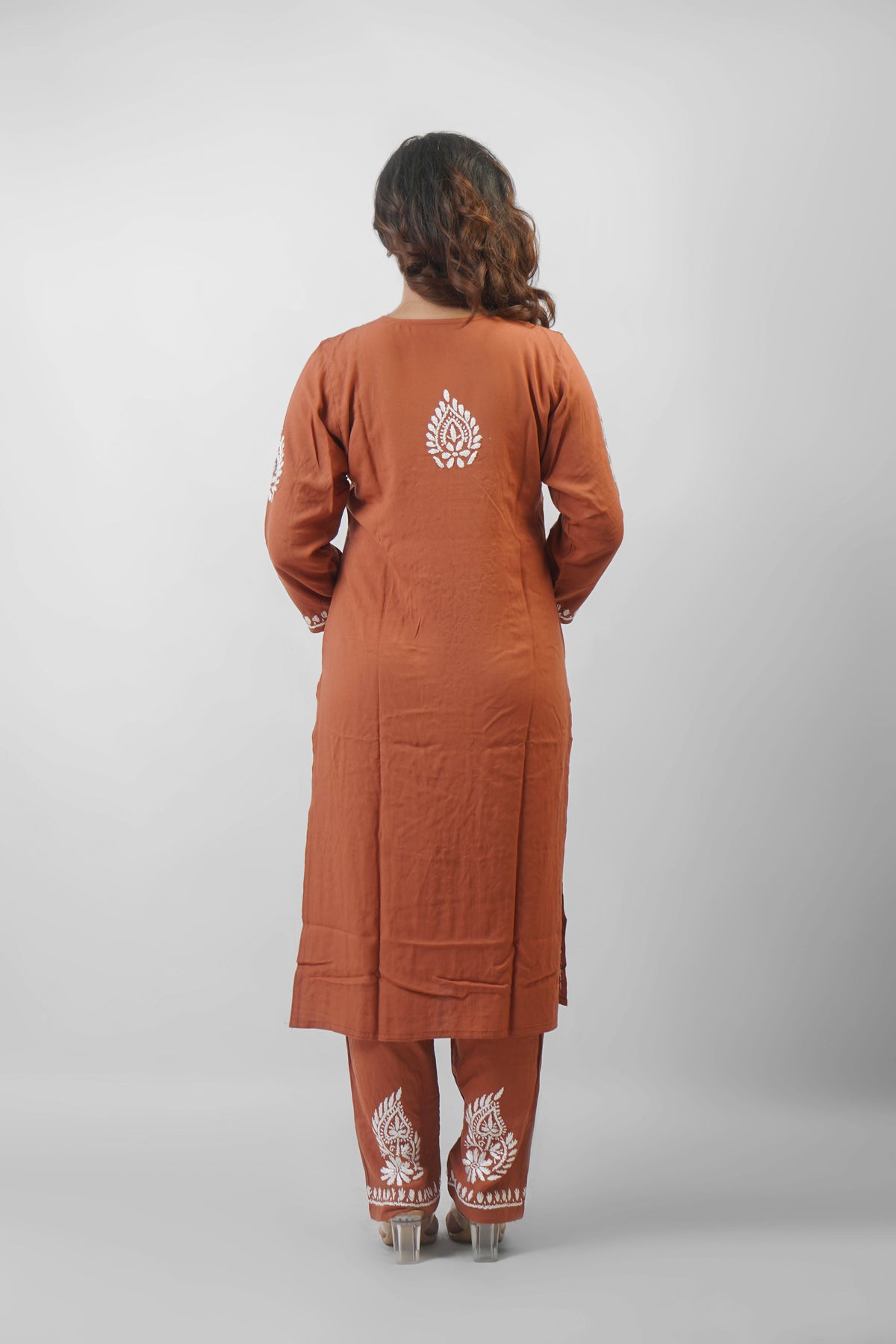 Rayon Fabric V-Neck Chikankari kurti & Pant Set