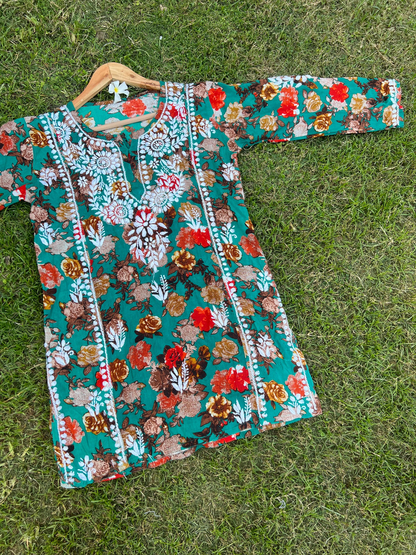 Rayon Straight Chikankari Short Kurta