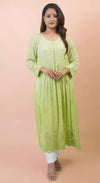 Premium Viscose Chikankari Embroidered Gown – Elegant & Beautiful