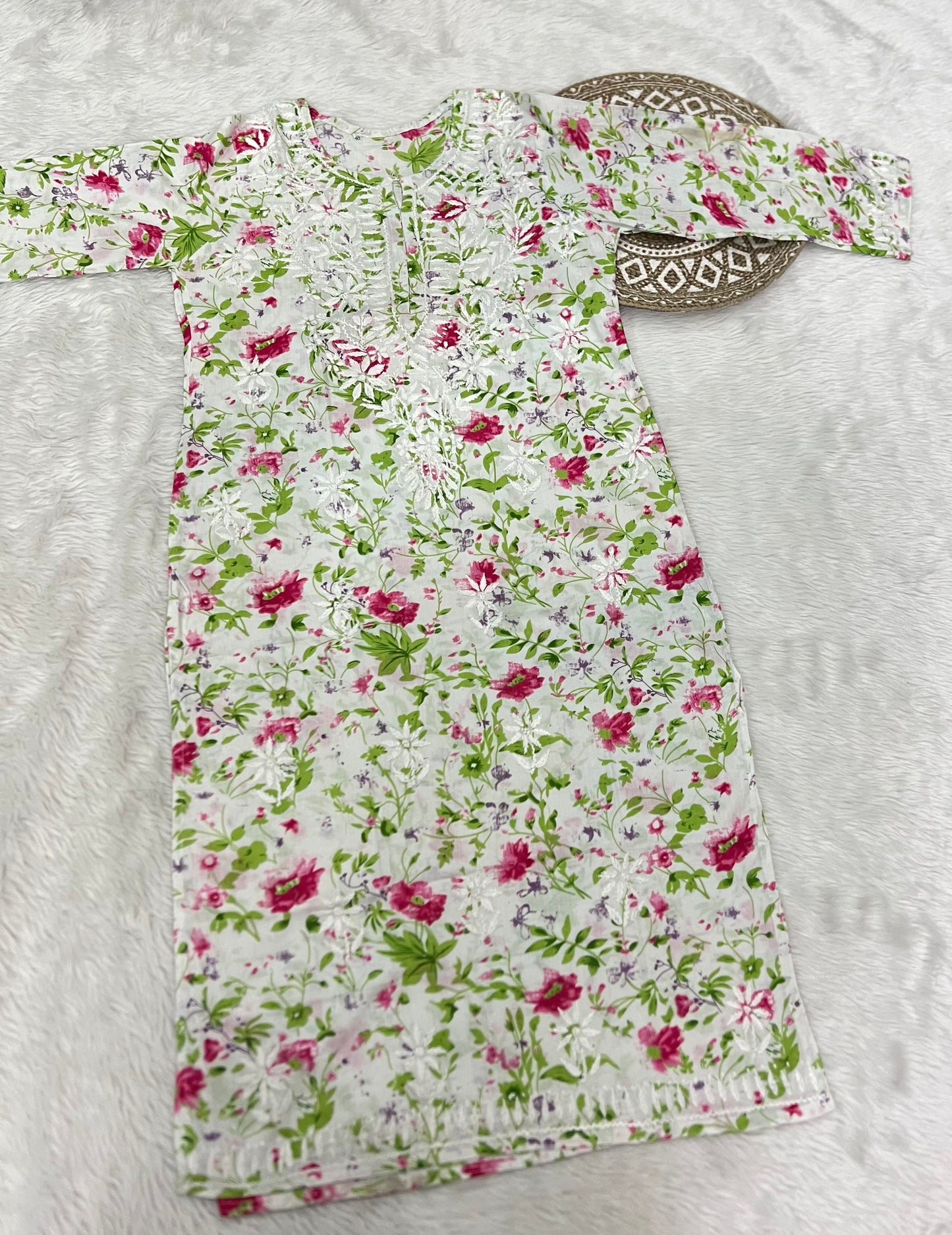 Summer Friendly Mul Cotton Handwork Chikankari Kurti
