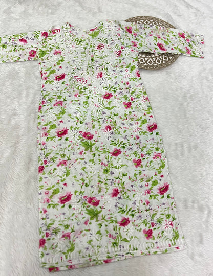Summer Friendly Mul Cotton Handwork Chikankari Kurti