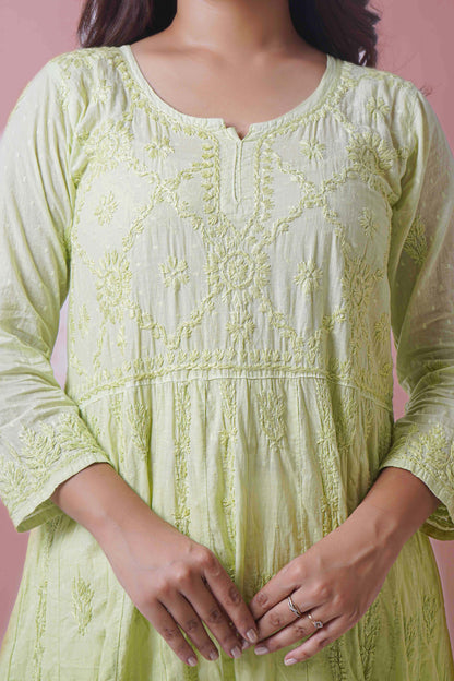 Premium Dobby Cotton Ombre Anarkali Kurti – Elegant Flared Ethnic Wear