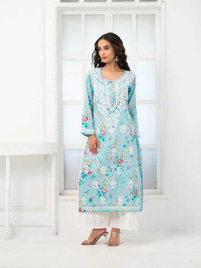 Mul Cotton Chikankari Kurti
