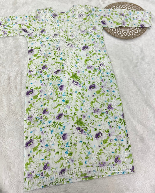 Summer Friendly Mul Cotton Handwork Chikankari Kurti