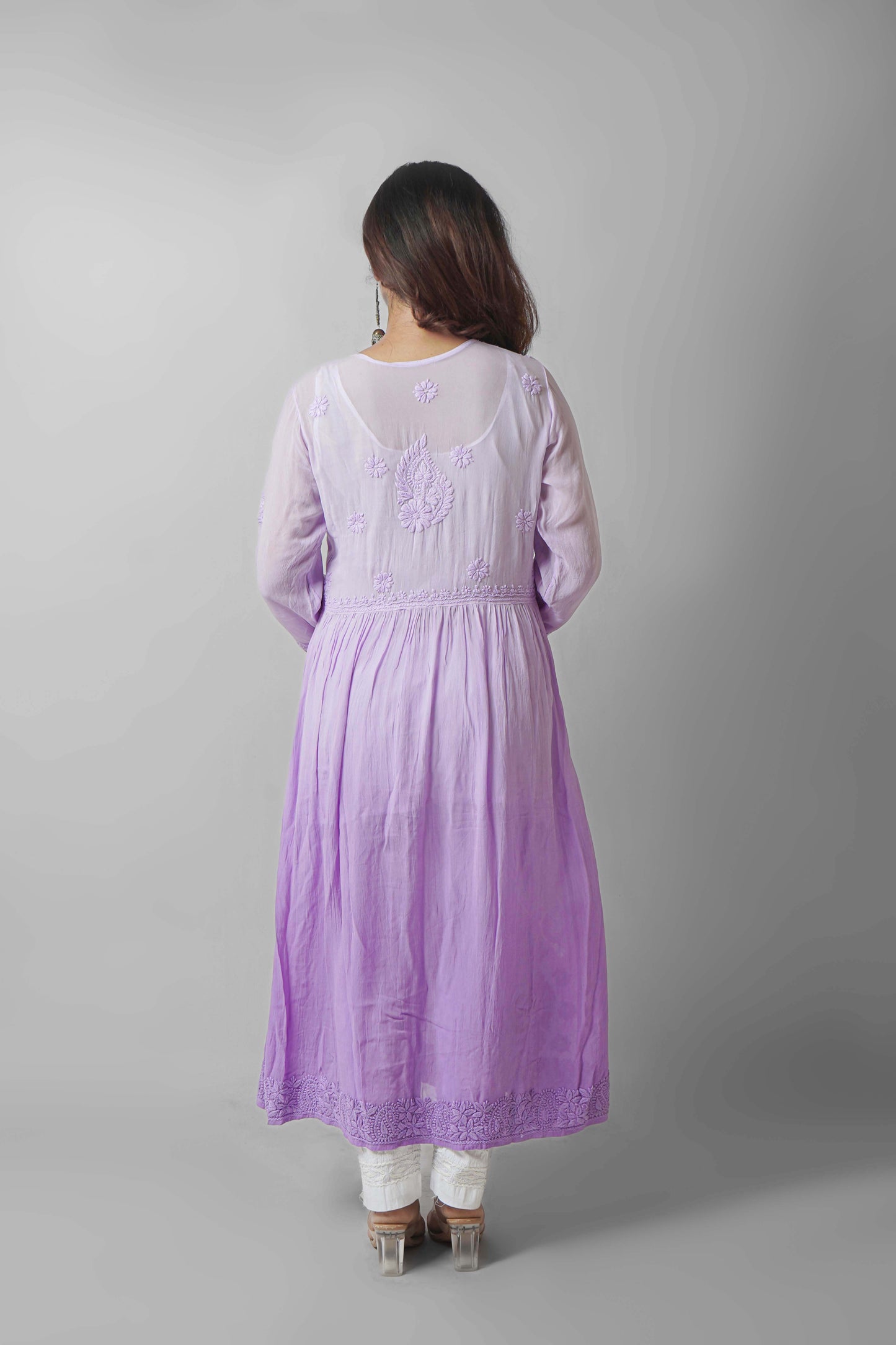 Premium Viscose Chikankari Embroidered Gown – Elegant & Beautiful