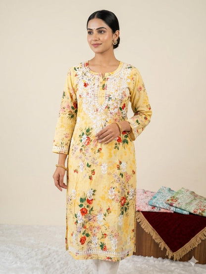 Mul Cotton Chikankari Kurti