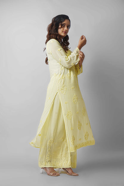 Premium Viscose Chikankari Kurti Palazzo Set