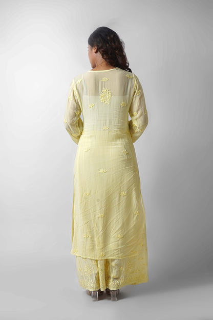 Premium Viscose Chikankari Kurti Palazzo Set