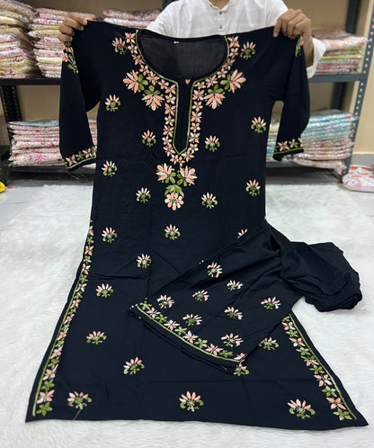 Black Rayon Chikankari Sets