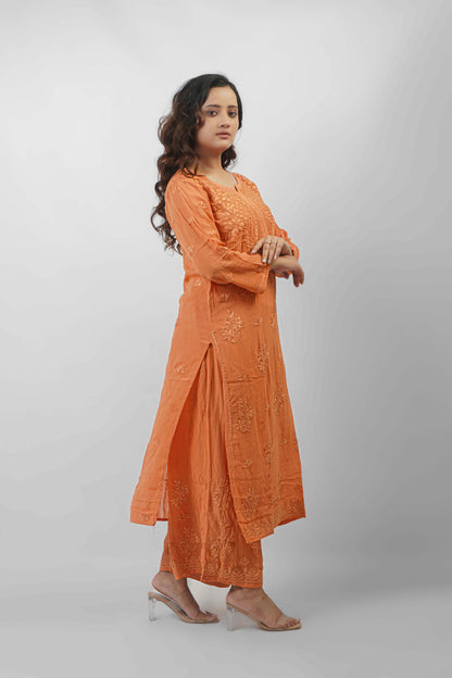 Premium Viscose Chikankari Kurti Palazzo Set
