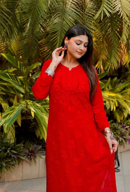 Roohaniyat Ombre Viscose Handwork Kurti & Palazzo Set – Premium Chikankari Elegance