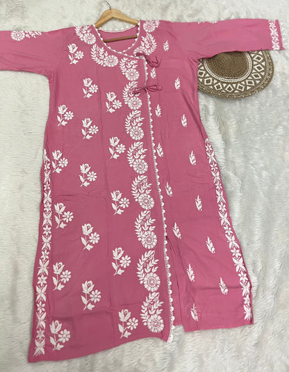 Chikankari Angrakha Kurtis in Soft Rayon | Summer Kurta