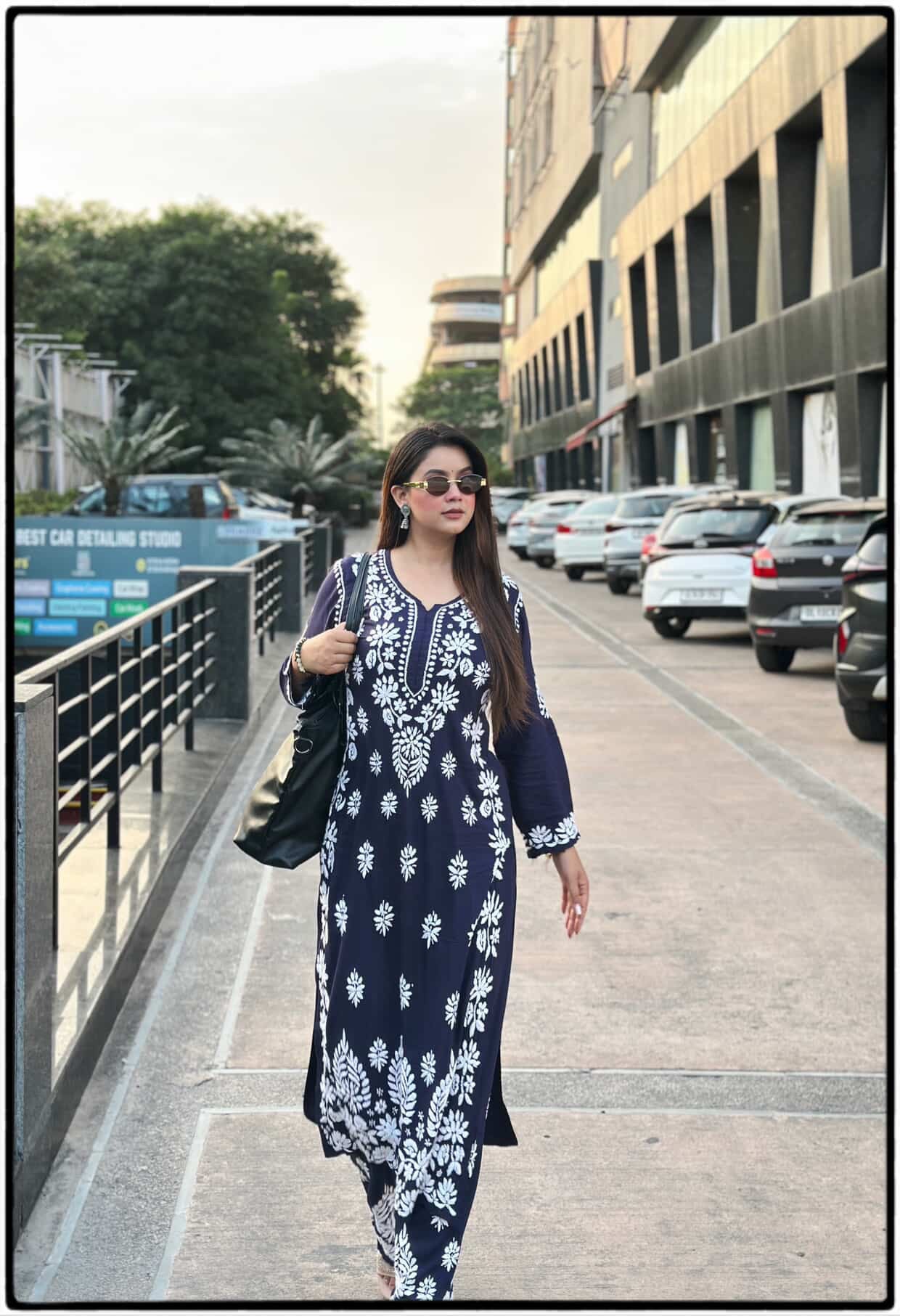 Hemlata Rayon Fabric Hand Crafted Chikanakri Kurti Palazzo Set