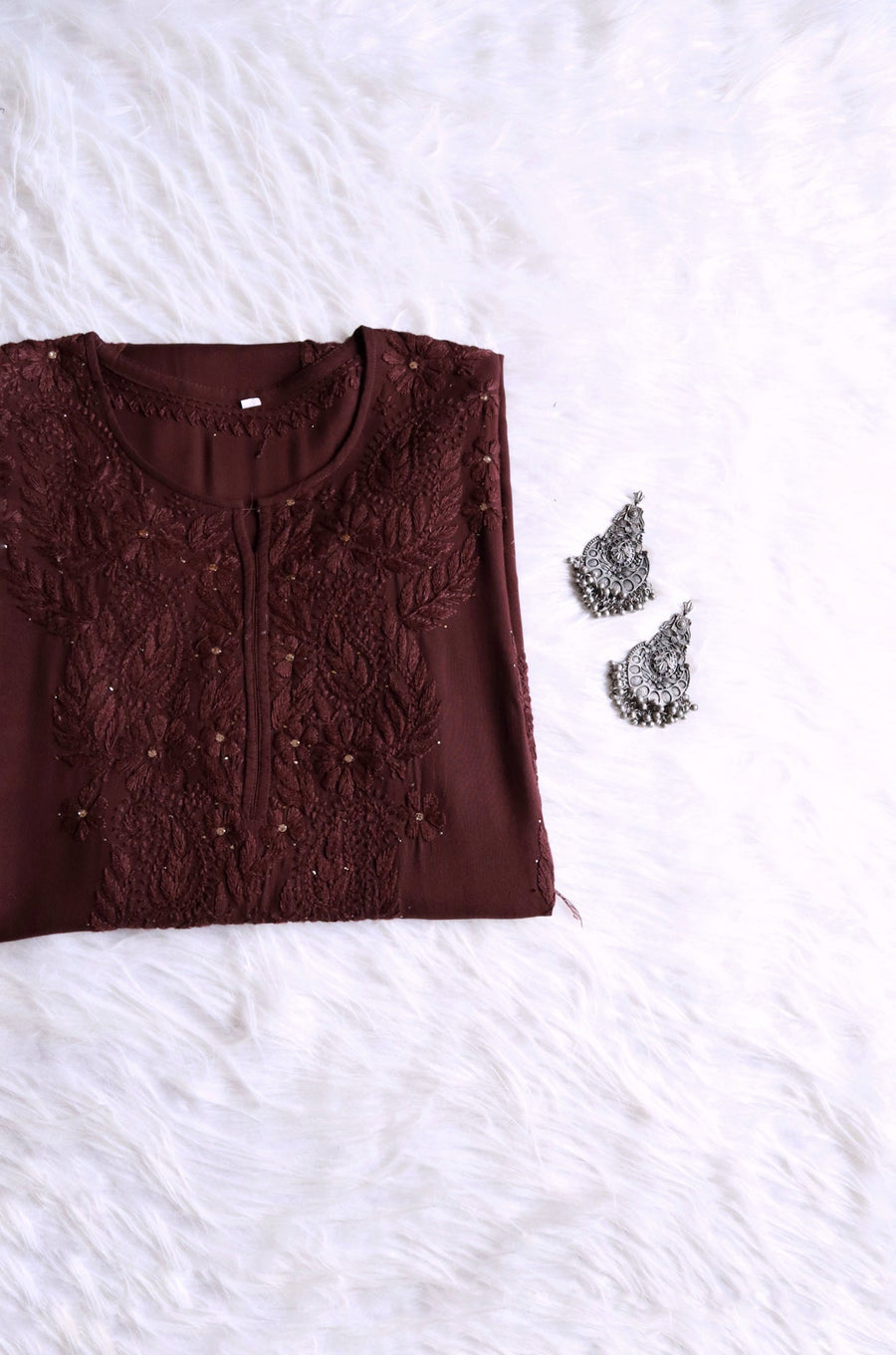 Plus size Handcrafted Chikankari Kurti with Muqaish Work