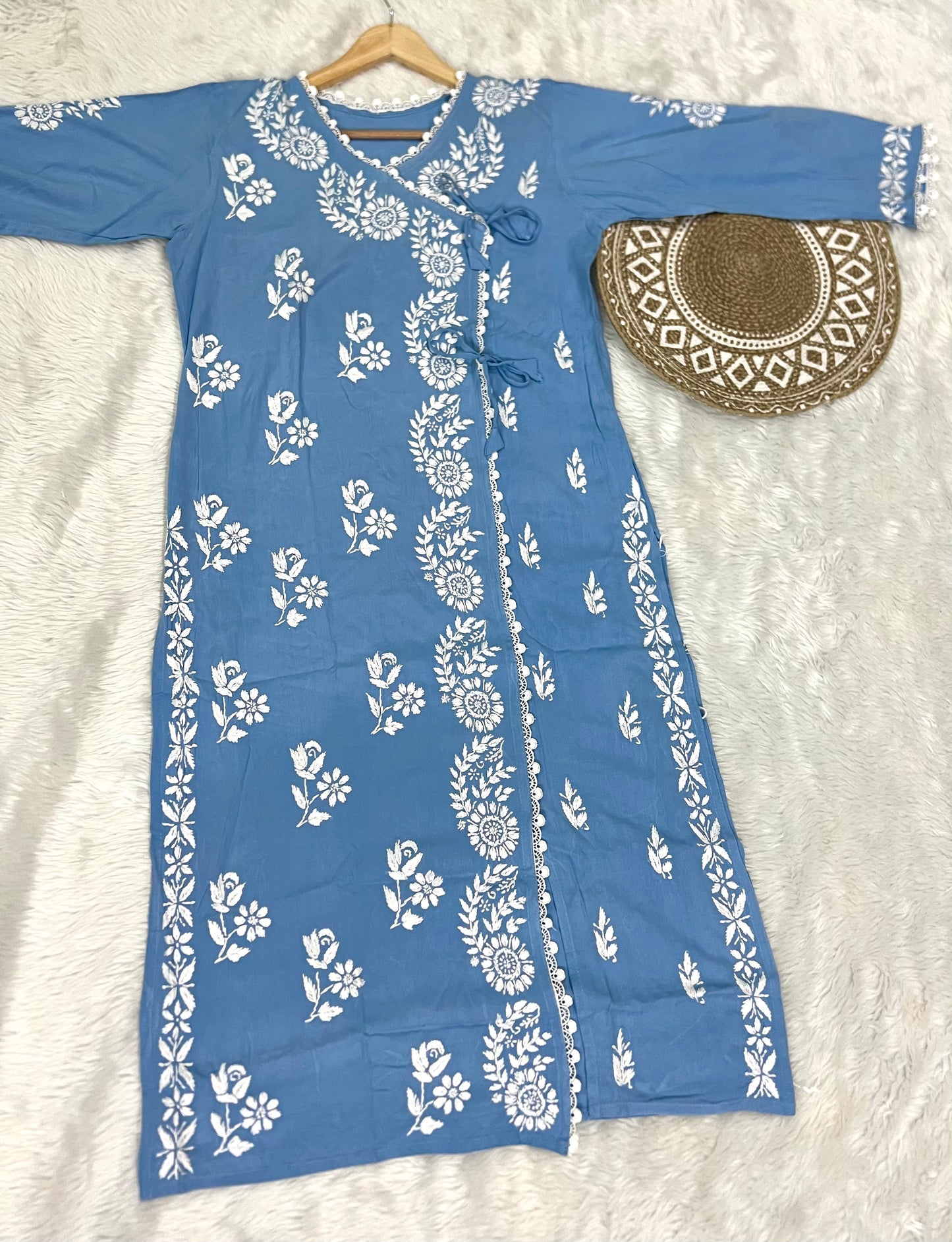 Chikankari Angrakha Kurtis in Soft Rayon | Summer Kurta