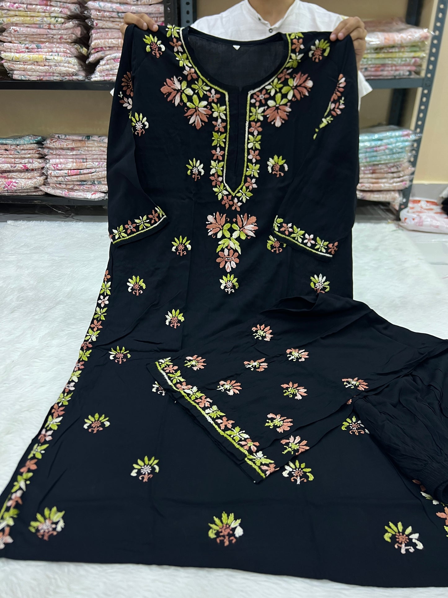 Black Rayon Chikankari Sets