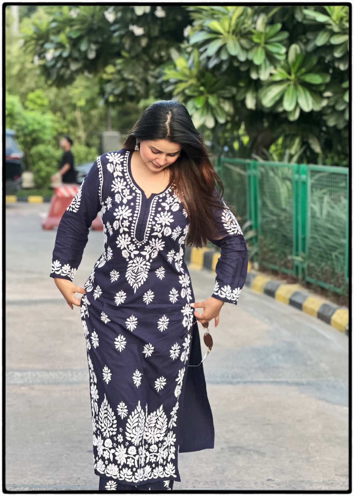 Hemlata Rayon Fabric Hand Crafted Chikanakri Kurti Palazzo Set