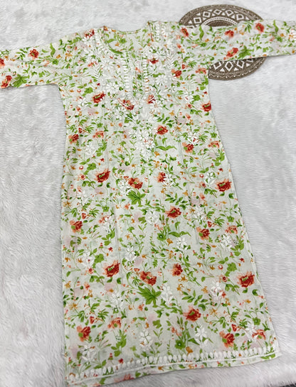 Summer Friendly Mul Cotton Handwork Chikankari Kurti