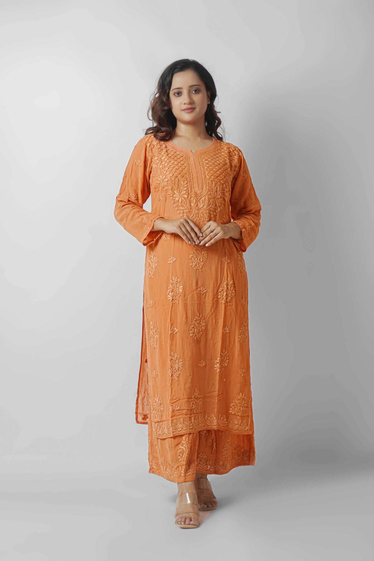Premium Viscose Chikankari Kurti Palazzo Set