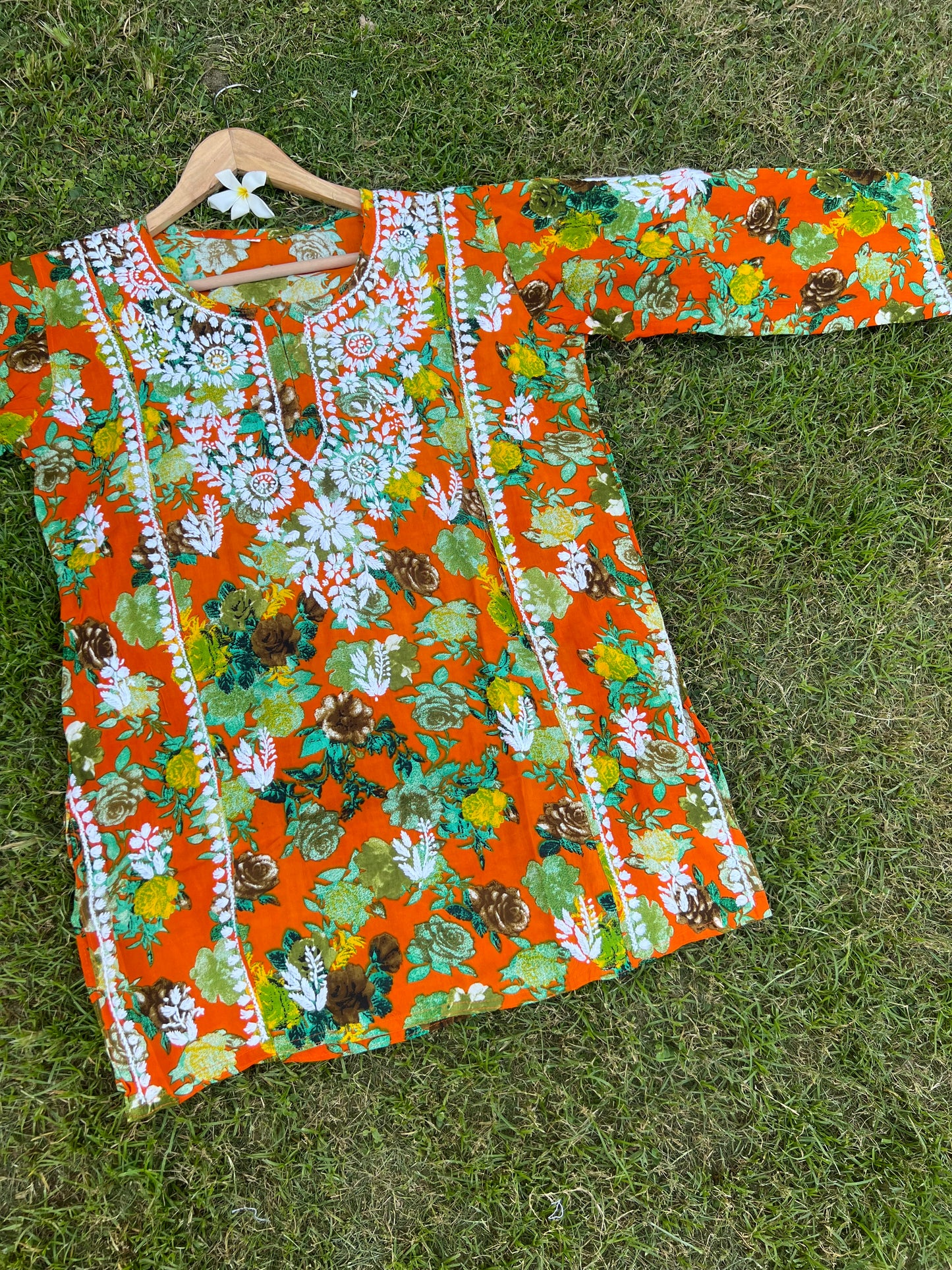 Rayon Straight Chikankari Short Kurta