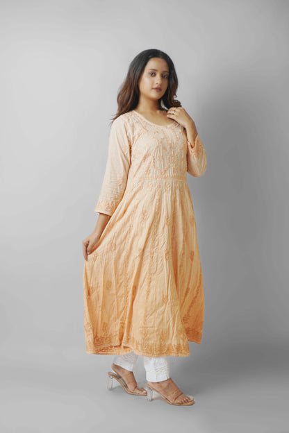 Premium Dobby Cotton Ombre Anarkali Kurti – Elegant Flared Ethnic Wear