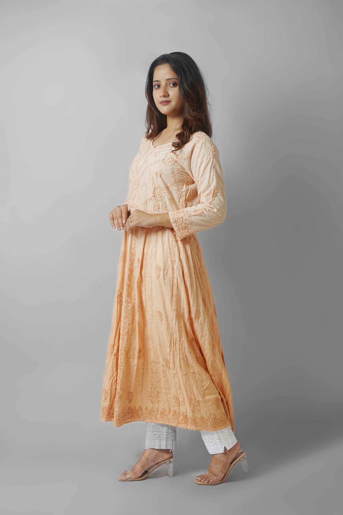 Premium Dobby Cotton Ombre Anarkali Kurti – Elegant Flared Ethnic Wear