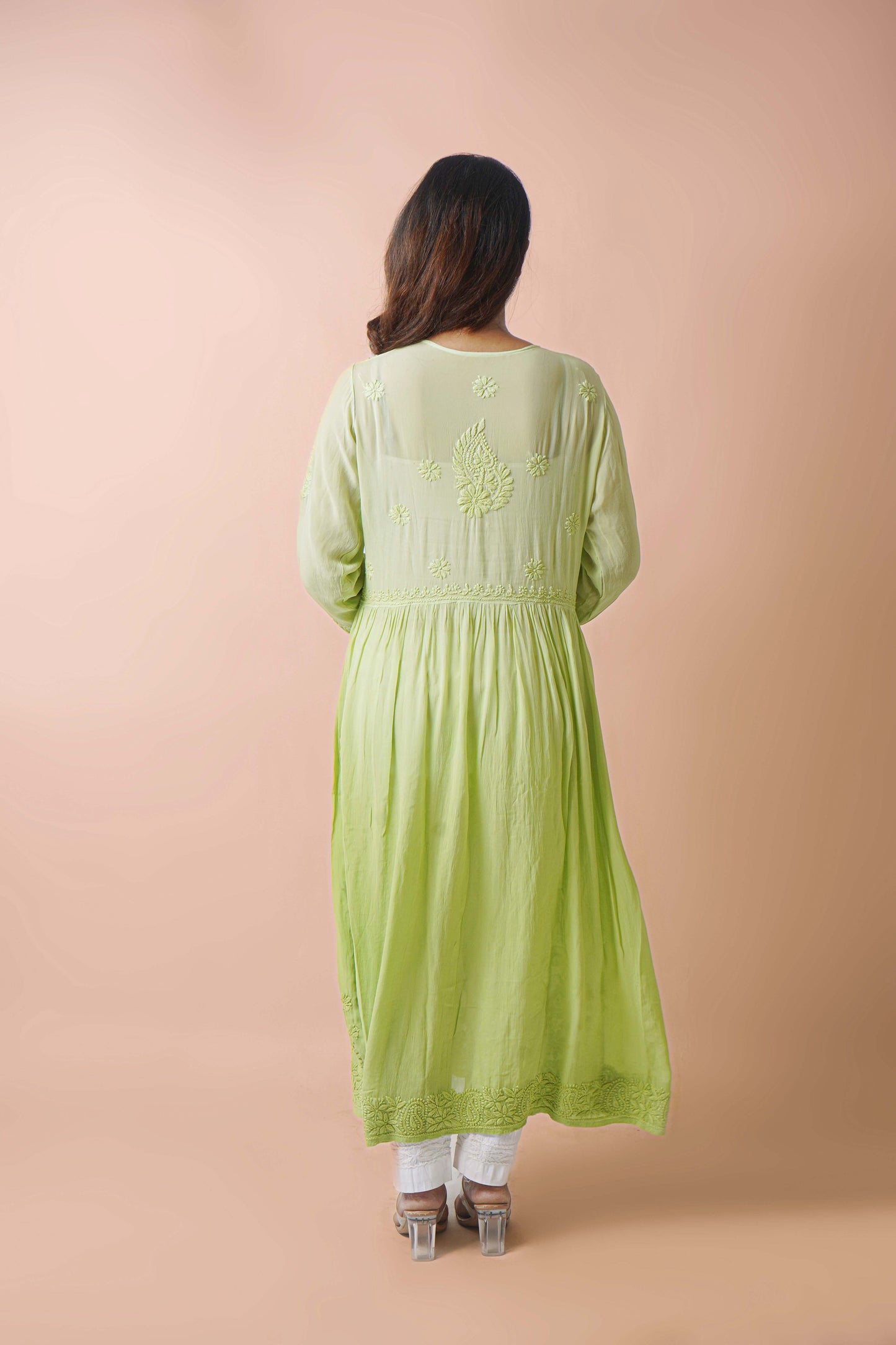 Premium Viscose Chikankari Embroidered Gown – Elegant & Beautiful